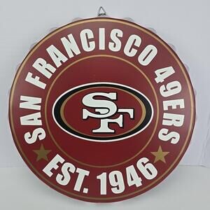 NFL Forever San Francisco 49ers 14" Metal Tin Bottle Cap Hanging Art Wall Decor